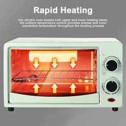 Elektrische Mini Oven - Compacte Keukenoven - Snel Maaltijden Bereiden - 12 Liter Capaciteit - 600 Watt - Groen — thumbnail 4
