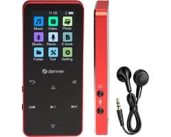 Denver MP3/MP4 Speler - Bluetooth - Shuffle/Repeat - Uitbreidbaar tot 128GB - Incl. oordopjes - Dictafoon - MP1830R - Rood