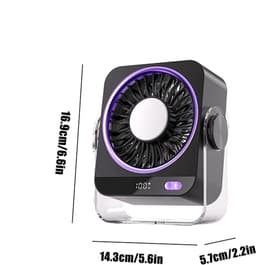 Tafelventilator met Koelelement - Mini Ventilator - Ventilator met digitaal batterijdisplay - Aircooler - Luchtkoeler - USB Ventilator - Mini Airco - Bureau Ventilator - Ventilator met Water - Waterkoeling - Air Cooler -Paars — thumbnail 2