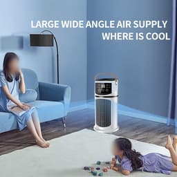 Draagbare Airco - Mini Koeler - Persoonlijke Koeling - 9 Ventilatorstanden - 27 x 155 x 155 cm - Wit — thumbnail 5