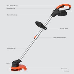 Elektrische Grasmaaier - Draagbare Grastrimmer - Gazon Onderhoud - Borstelloze Motor - 15 cm Snijbreedte - Zwart — thumbnail 4