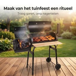 Lomera Smoker BBQ - Smokerbarbecue - Houtskool BBQ - Rookoven - Houtskoolbarbecue - Offset Grill - Rookgrill - Op Wielen - Met Thermometer - Buitenkeuken - Tuin Barbecue - Grillrooster - BBQ Roker - Smoker Grill - Barbecue Smoker — thumbnail 4