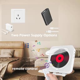 Bluetooth CD-speler - Draagbaar en Wandmontage - Met HiFi Luidspreker - Bluetooth 5.0 - Ondersteunt CD/CD-R/MP3 - AUX en USB Ingang - Wit - Geschikt voor Thuis en Kantoor — thumbnail 3