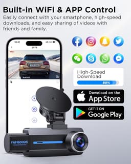 Dashcam Auto - Autocamera Rijcamera - Veilig Rijden - 3 Kanaals 4K Opname - 316 inch Scherm - Zwart — thumbnail 4