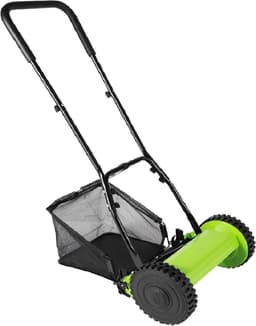 Handmatige grasmaaier - Duw grasmaaier - Gazononderhoud - 5-bladig maaisysteem - 30 cm snijbreedte - Groen Zwart — thumbnail 1