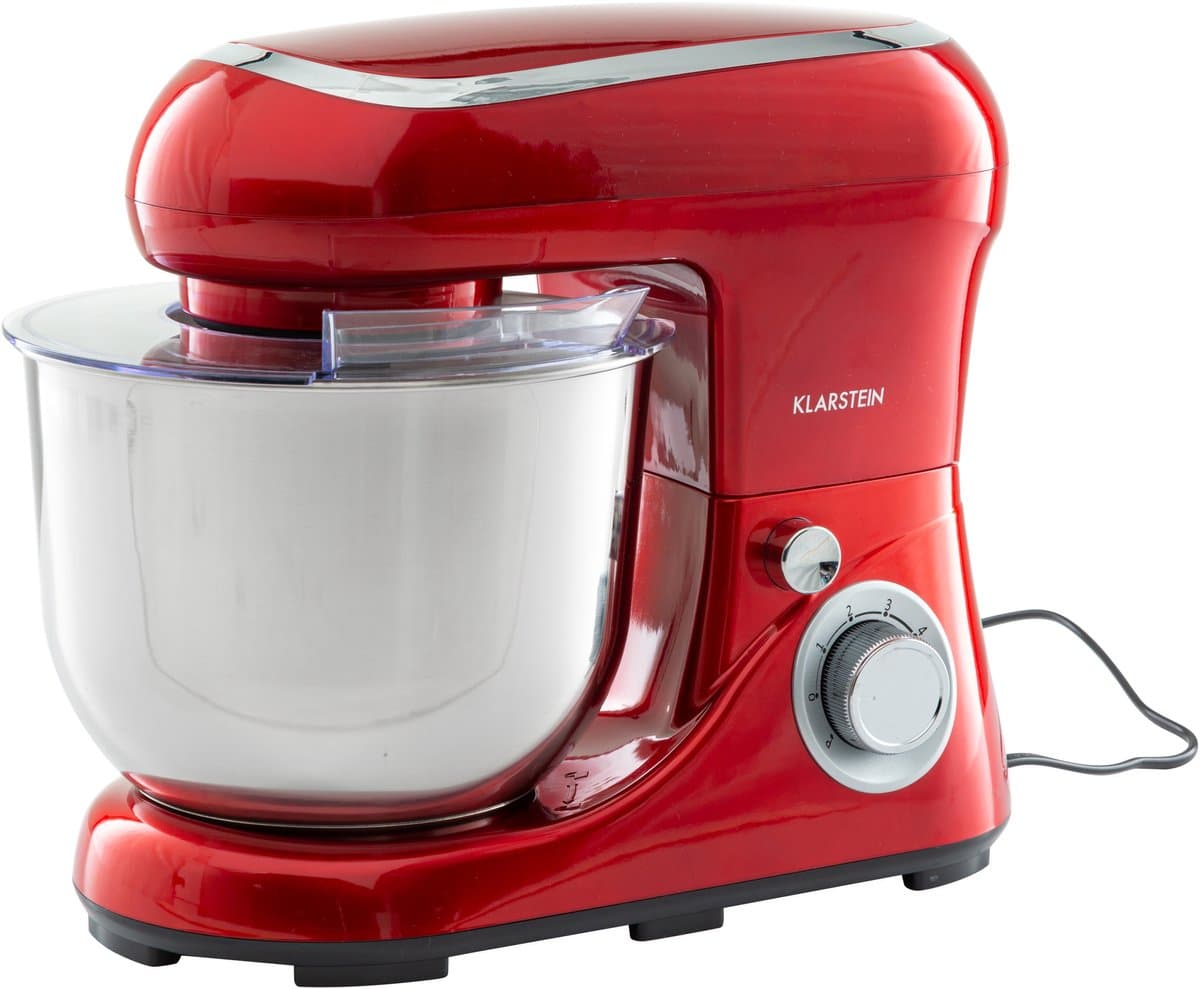 Klarstein Keukenmachine Bella Pico 2G - 1300W,7PS - 6 Vermogensstanden - 5 L - RVS Kom - Planetair Mixsysteem - Stijvol Roeren, Kneden of Kloppen - Krachtig En Compact - Aluminium Gegoten Kneedhaak - Meerdere Kleuren Beschikbaar - Rood — afbeelding 1