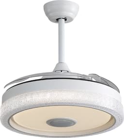 Re-purelife® Koel Zomer Collectie plafondventilator met licht voor slaapkamer, eetkamer of middelgrote woonkamer | ventilator met PC | afstandsbediening, 6 snelheden en winterstand | 18W LED | rustige moderne uitstraling wit 107 × 107 × 37 cm — thumbnail 2