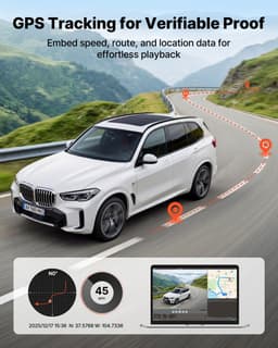 VEVOR 4k Dashcam voor Auto, voor- en Achterkant, 1080p Dubbele Autocamera Met GeïNtegreerde Gps G-Sensor en Geheugenkaart (32 Gb), 3,18 Inch Scherm, 129° + 125° Groothoek, Loopopname, Parkeermodus, Zwart — thumbnail 3