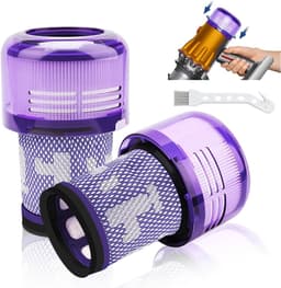 2-pack V12-filters - vervangingsfilters voor Dyson V12 Detect Slim Absolute Extra/Total Clean/Fluffy stofzuigers - SV34 - SV35 stofzuigers - wasbaar HEPA-filter met 1 borstel - onderdeelnummer 971517-01 — thumbnail 1