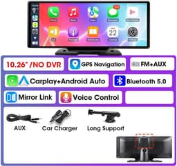 Solvix CarPlay Scherm – CarPlay – Dashcam voor Auto – Dashcam met 10.26 Inch Touchscreen – Draadloze Apple CarPlay & Android Auto – Inclusief Achteruitrijcamera – FM en AUX — thumbnail 5