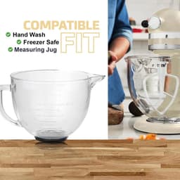 Glazen Mengkom - Mixer Kom Keuken Kom - Bakken en Mixen - Met Afdekdeksel - 4.7 Liter - Transparant — thumbnail 3