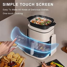 Luchtfriteuse Grillpan - Airfryer Koekenpan - Gezinsmaaltijden Bereiden - 360 Graden Flip - 4L Mand - Wit — thumbnail 3