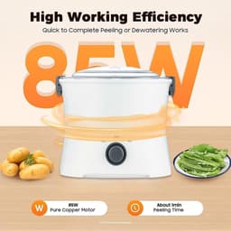 Elektrische Aardappelschiller - Keukenmachine - Snel Groenten Schillen - Efficiënte Koeling - 0.8 kg Capaciteit - Wit — thumbnail 3
