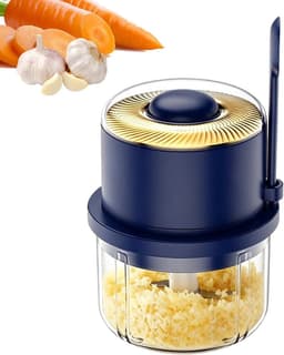 Mini Keukenmachine - Keuken Gadget - Ingrediënten Hakken - Draadloos Werken - 350 ml Inhoud - Blauw — thumbnail 1