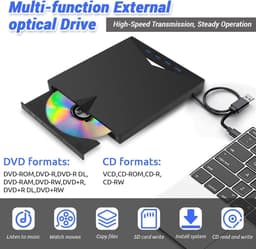 Externe Blu-ray speler - Optisch station - Films kijken - 7-in-1 functionaliteit - Slank en draagbaar - Zwart — thumbnail 4