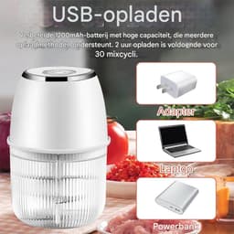 carmdering - Elektrische Groentehakselaar - Ui Hakker - Draagbare Food Processor - Snelle Motor - USB-C Oplaadbaar - RVS en BPA-vrij Materiaal - Compact Ontwerp - Moeiteloos Snijden Onderwegs - 1 Stuk — thumbnail 4