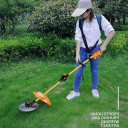 Accu Grasmaaier - Onkruidmaaier Tuin - Gazon Onderhoud - Draagbaar Ontwerp - 35 kg - Geel — thumbnail 1