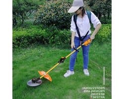 Accu Grasmaaier - Onkruidmaaier Tuin - Gazon Onderhoud - Draagbaar Ontwerp - 35 kg - Geel
