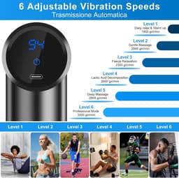 Mrs. Jones Mini-spiermassagegeweer ultrastil 6 snelheden 4 massagekoppen LCD-scherm draagbaar elektrische stimulators spierpijn verlichten . — thumbnail 5