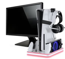 PlayCool all-in-one Multifunctionele RGB Oplaadstation- en Displaystandaard Geschikt voor PlayStation 5/ PS5 Slim/ PS5 Pro (Disc & Digital) & PlayStation Portal (incl. Screen Protector) - DualSense (Edge) controller — thumbnail 4