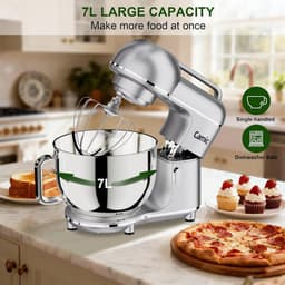 Keukenmachine 3-in-1 - Bakmachine Deegmixer - Brood Bakken - Grote Kom Capaciteit - 7 Liter Kom - Zilver — thumbnail 5