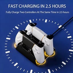 Sounix Oplaadstation geschikt voor PS5 / PS5 Slim / PS5 PRO / DualSense Controller - PS5 accessoires - Dual Oplader - Charging Dock - Zwart — thumbnail 3