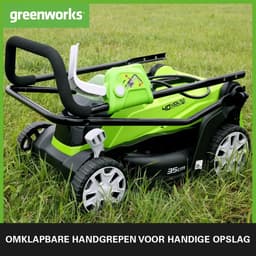 Elektrische Grasmaaier - Accu Grasmaaier - Gazon Onderhoud - 5 Maaihoogtes - 35cm Maaibreedte - Groen Zwart Grijs — thumbnail 2