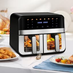 Heteluchtfriteuse XXL met 2 Compartimenten - 9 Liter - 8 Programma's - Olievrij Frituren — thumbnail 4