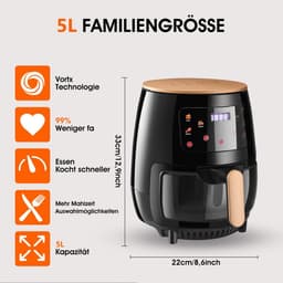 Heteluchtfriteuse met Kijkvenster, 5 Liter, 6 Voorgeprogrammeerde Modi — thumbnail 5
