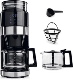Koffiemachine met Bonen - Volautomatische Koffiemachine - Espressomachine - Koffiezetapparaat Bonen - 900 W - Zwart/Zilver — thumbnail 1