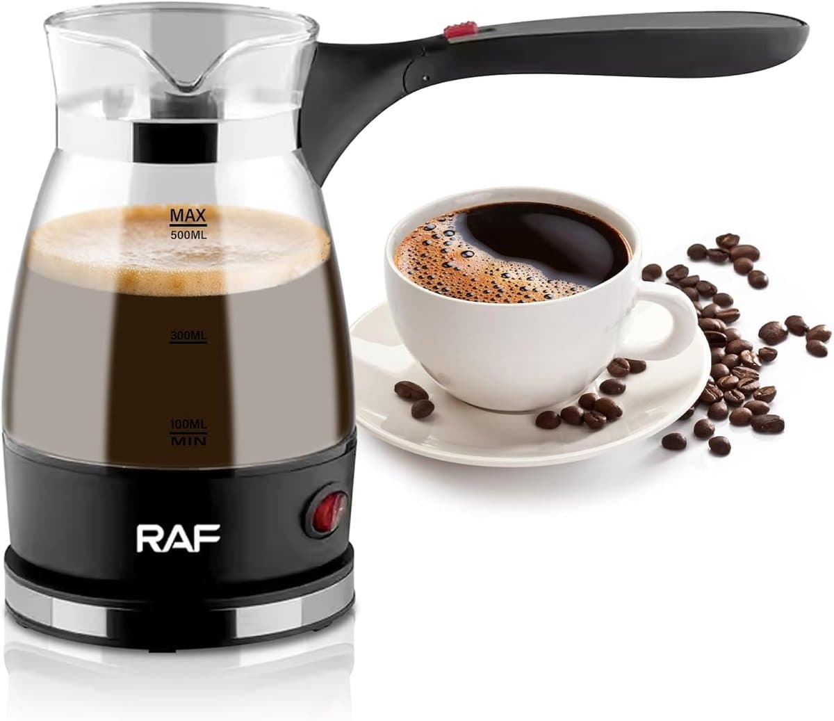 Elektrische Turkse Koffiemaker met Handvat, 500ml RVS Koffiekan — afbeelding 1