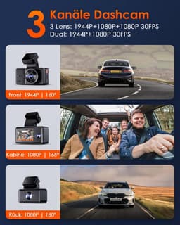 VANTRUE E3 3 Lens Dashcam 5GHz WiFi with Voice Control, 1944P + Dual 1080P Front Rear Car Camera with GPS, IR Night Vision, 24 Hours Parking Monitoring Car Camera Truck Car, Max 512G — thumbnail 5