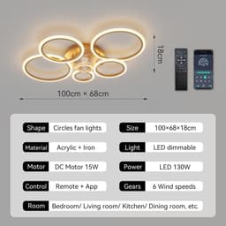 Dimbare Plafondlamp met Ventilator en Afstandsbediening - Ideaal voor Elk Seizoen — thumbnail 2
