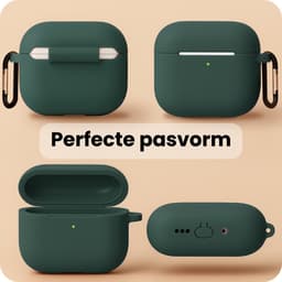Hoesje - Geschikt voor Apple Airpods Pro 3 - met Clip - Siliconen Hoes - Silicone Case Cover - Donkergroen — thumbnail 2