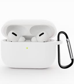 Hoesje - Geschikt voor Apple Airpods Pro 3 - Siliconen Hoes met Clip - Silicone Case Cover - Wit — thumbnail 1