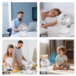 Stille tafelventilator met 4 snelheden en 120° helling instelbaar voor optimale luchtcirculatie in kantoor, slaapkamer en woonkamer — thumbnail 2