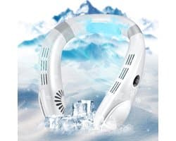 Nekventilator met koelplaat｜Draagbare nek-airconditioner｜Oplaadbare batterij｜Handsfree, bladloze ventilator voor sportschool, kantoor, reizen, kamperen｜Persoonlijke koelventilator met 3 snelheden