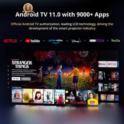 ETOE Whale Pro Android TV-projector, native 1080P, 1500 ANSI, 4K-decodering, automatische scherpstelling en automatische keystone-correctie, 2*10W stereoluidsprekers, dual-band wifi — thumbnail 2