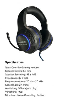 Gaming Headset – 360° Stereo Surround – RGB – Noise Canceling – Geschikt voor Playstation 4 / 5, PS4, PS5, Xbox One, Xbox Series & PC – Over-Ear – Bedraad — thumbnail 4