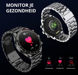 Maoo Titan AMOLED Smartwatch Heren - Stainless Steel en 2 TPU bandjes - Stappenteller - Hartslagmeter - Slaapmonitor - Multisport - Geschikt voor Android en iOS - Zilver — thumbnail 3
