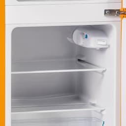 Sweiko Mini koelkast, Koel-vriescombinatie, Retro koelkast, 86.8*45.5 cm, dubbele deur, Totaal volume van 60L, Vrieskamer capaciteit van 22L, 163 kWh/jaar, -27° C~13° C, LED licht, Geel, Energieniveau F — thumbnail 4