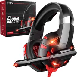 Strex Gaming Headset Met Microfoon - Geschikt Voor PC / PS4 / PS5 / Xbox / Switch - Game Koptelefoon Met Draad - Rood — thumbnail 1