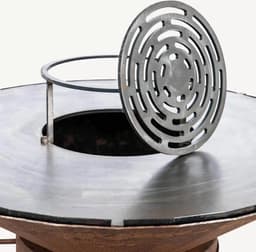 WELDED DRUM 1000 Barbecue Vuurschaal - BBQ Lounge - cortenstaal - houtgestookt-standaard met wielen, aslade, regelbare luchttoevoer onder in vuurschaal waardoor veel minder last van rook, afdekplaat — thumbnail 4