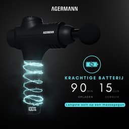 AGERMANN - Massage Gun Pro - 12 opzetstukken - Touchscreen - Professioneel - Sport Massage Apparaat - - 3300 mah - Zwart — thumbnail 2