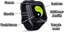 GPSHorlogeKids - GPS horloge kind - smartwatch kinderen - 4G videobellen - GPS tracker - SOS-alarm - zaklantaarn - incl. simkaart - Base Zwart II — thumbnail 2
