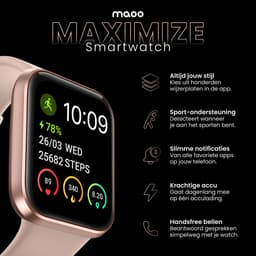 Maoo Maximize Smartwatch - Smartwatch Dames - Volledige Belfunctie - Hartslagmeter - Stappenteller - Multisport - Geschikt voor Android en iOS - Valentijn Cadeautje - Roze — thumbnail 3