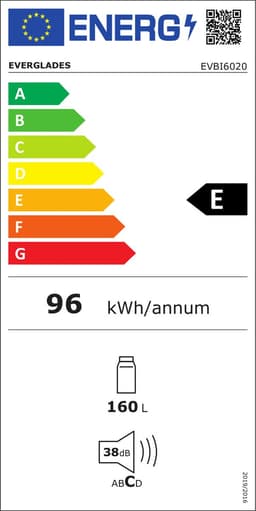 Everglades EVBI6020 - Inbouw Koelkast - 160 Liter - E Klasse - Nismaat 102 cm Hoog - Sleep Deur - 5 Jaar Garantie — thumbnail 2