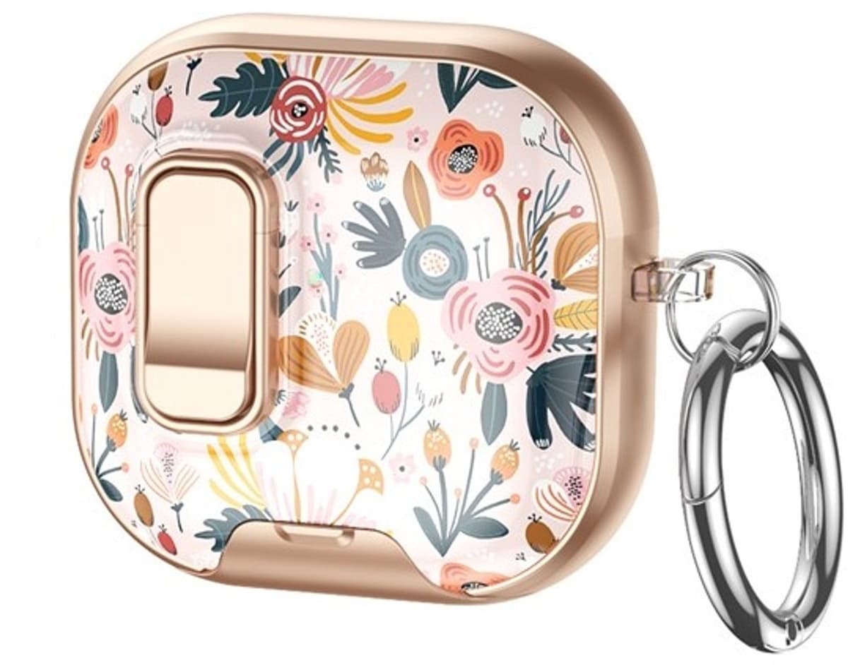 Telestore - hoesje geschikt voor AirPods 5 en AirPods 4 - Hard case cover - wit roze goud bloemen - TPU hoesje Beschermhoes - AirPods 5 en 4 Cover - AirPods 5 / 4 hoesje - Geschikt voor Apple AirPods 5 en AirPods 4 — afbeelding 1