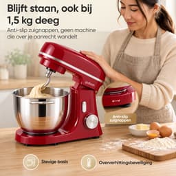 Gatson 2000W Keukenmachine - 6,2L Mengkom - Dubbele Handvatten - Keukenrobot - Keukenmixer - Foodprocessor - Mixer Met Mengkom — thumbnail 5