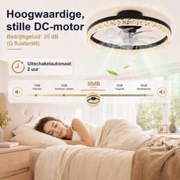 MUPOO Moderne Ventilatorlamp compact ontwerp 45 cm- plafondventilator met Verlichting en Inklapbare Bladen -App & Afstandsbediening- Fluisterstil - Dimbaar & Omkeerbare Motor -lamp ventilator plafond voor Woonkamer en Slaapkamer — thumbnail 3